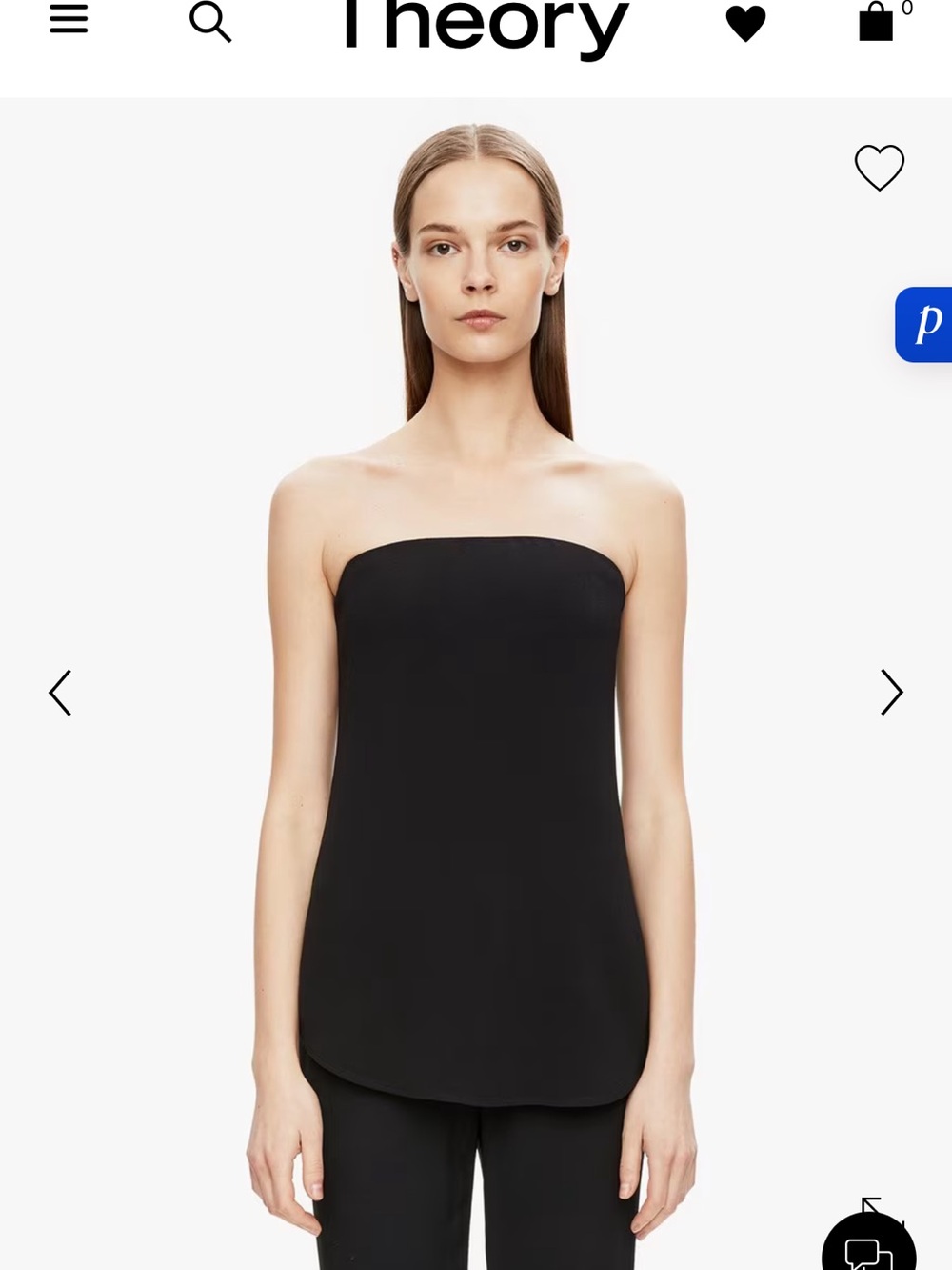 Theory Black Strapless Camisole